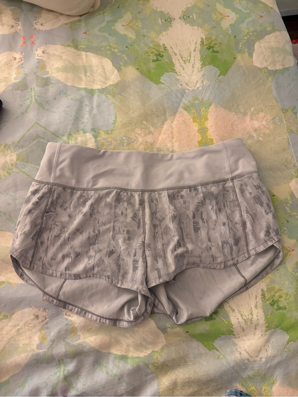 lululemon athletica Light Gray Snake-Print Athletic Shorts